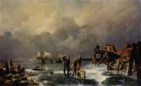 Achenbach, Andreas - Bank of the Frozen Over Sea ( Winter Landscape ), (Ufer des zugefrorenen Meeres Winterlandschaft)